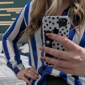 Striped sheer button up